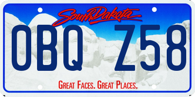SD license plate 0BQZ58