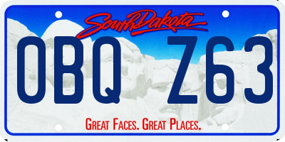 SD license plate 0BQZ63