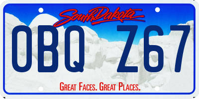 SD license plate 0BQZ67