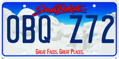 SD license plate 0BQZ72