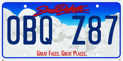 SD license plate 0BQZ87