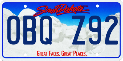 SD license plate 0BQZ92