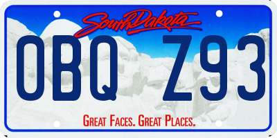 SD license plate 0BQZ93