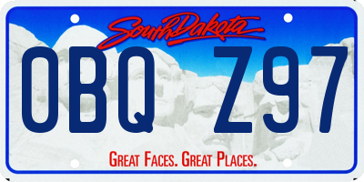 SD license plate 0BQZ97