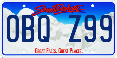 SD license plate 0BQZ99