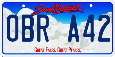 SD license plate 0BRA42