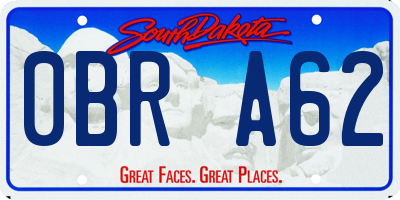SD license plate 0BRA62