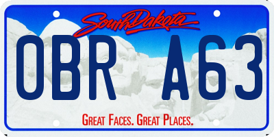 SD license plate 0BRA63