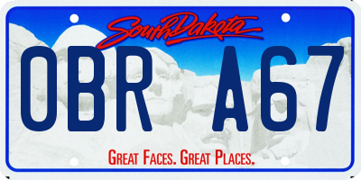 SD license plate 0BRA67