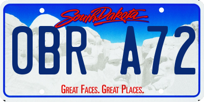 SD license plate 0BRA72