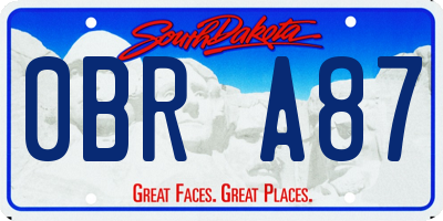 SD license plate 0BRA87