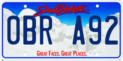 SD license plate 0BRA92