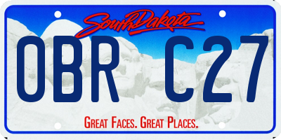 SD license plate 0BRC27