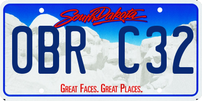 SD license plate 0BRC32