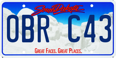 SD license plate 0BRC43