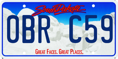 SD license plate 0BRC59