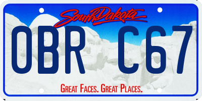 SD license plate 0BRC67