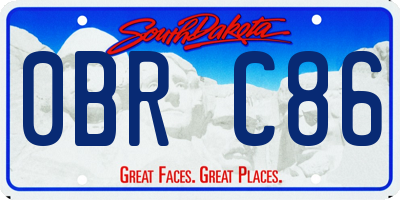 SD license plate 0BRC86