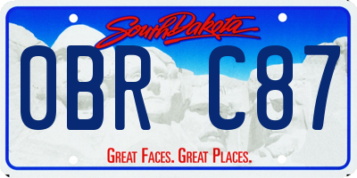 SD license plate 0BRC87