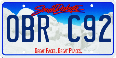 SD license plate 0BRC92