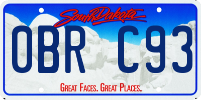 SD license plate 0BRC93