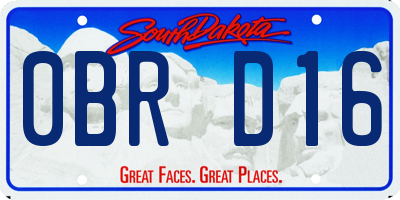 SD license plate 0BRD16