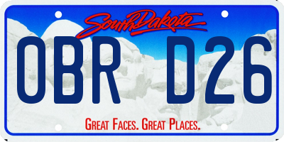 SD license plate 0BRD26