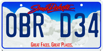 SD license plate 0BRD34
