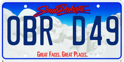 SD license plate 0BRD49
