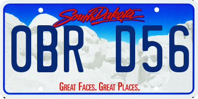 SD license plate 0BRD56