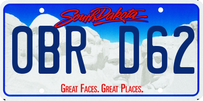 SD license plate 0BRD62
