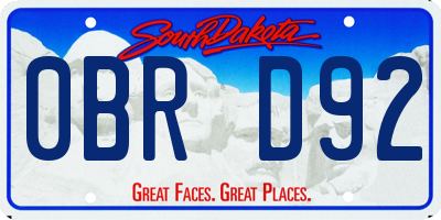 SD license plate 0BRD92