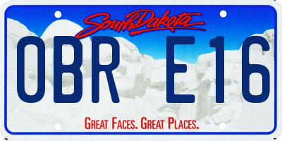 SD license plate 0BRE16