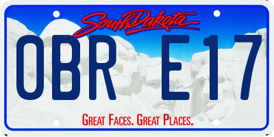 SD license plate 0BRE17