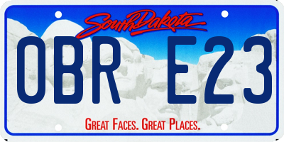 SD license plate 0BRE23