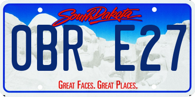 SD license plate 0BRE27