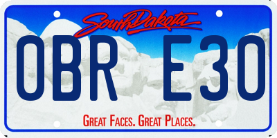 SD license plate 0BRE30