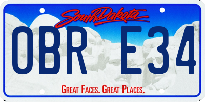 SD license plate 0BRE34