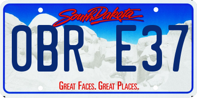 SD license plate 0BRE37