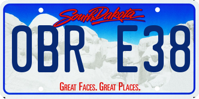 SD license plate 0BRE38