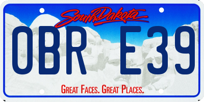 SD license plate 0BRE39