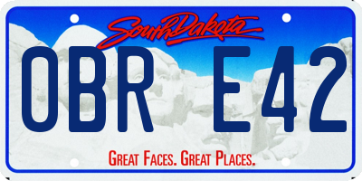 SD license plate 0BRE42