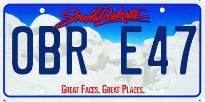 SD license plate 0BRE47