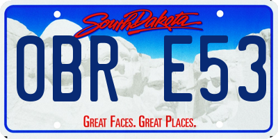 SD license plate 0BRE53