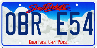 SD license plate 0BRE54