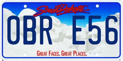 SD license plate 0BRE56