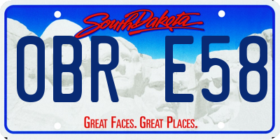 SD license plate 0BRE58