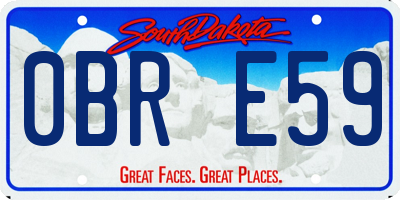 SD license plate 0BRE59