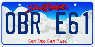 SD license plate 0BRE61