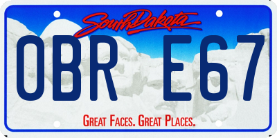 SD license plate 0BRE67
